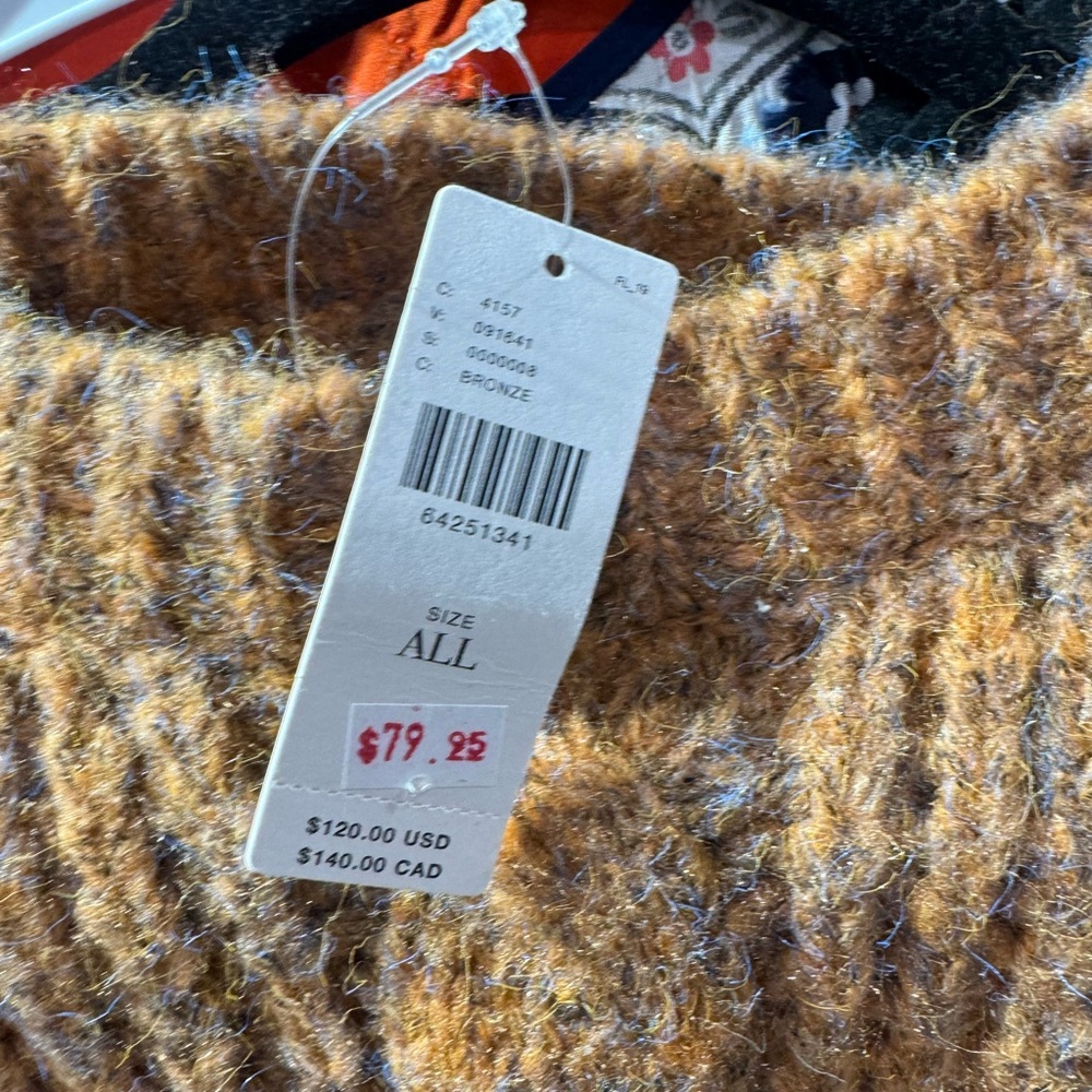 Anthropologie Rust-Brown Cable Fringe Poncho - Picture 4 of 6
